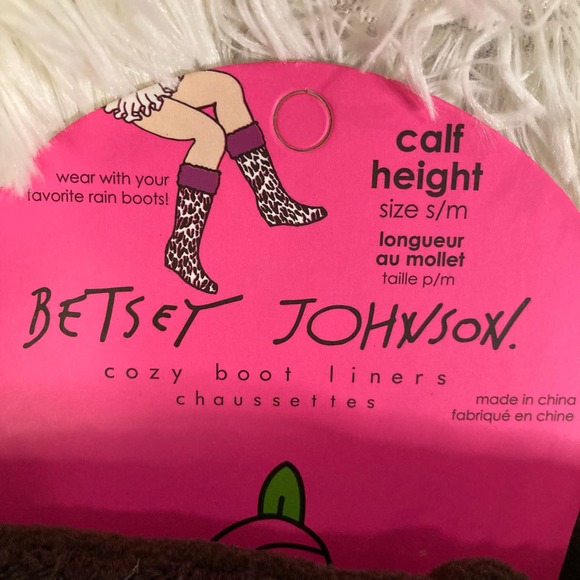 NWT Betsey Johnson Cozy Boot Liners Chaussettes Brown Womens Size  5-7 - Picture 2 of 4